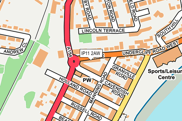 IP11 2AW map - OS OpenMap – Local (Ordnance Survey) IP11 2AW map - OS OpenMap – Local (Ordnance Survey)