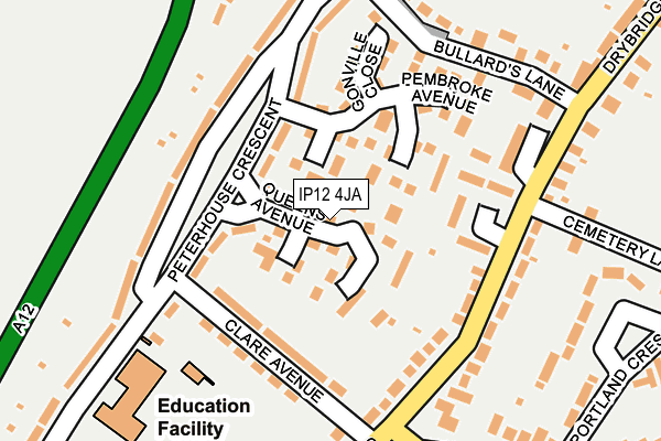 IP12 4JA map - OS OpenMap – Local (Ordnance Survey)