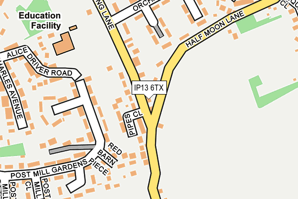 IP13 6TX map - OS OpenMap – Local (Ordnance Survey) IP13 6TX map - OS OpenMap – Local (Ordnance Survey)