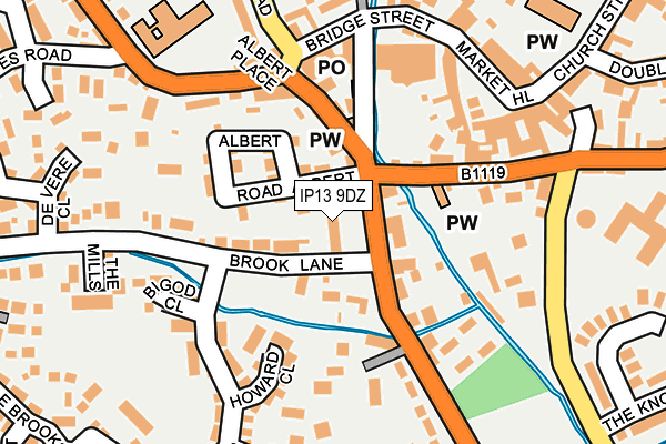 IP13 9DZ map - OS OpenMap – Local (Ordnance Survey) IP13 9DZ map - OS OpenMap – Local (Ordnance Survey)