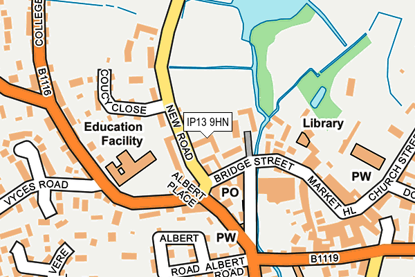 IP13 9HN map - OS OpenMap – Local (Ordnance Survey) IP13 9HN map - OS OpenMap – Local (Ordnance Survey)