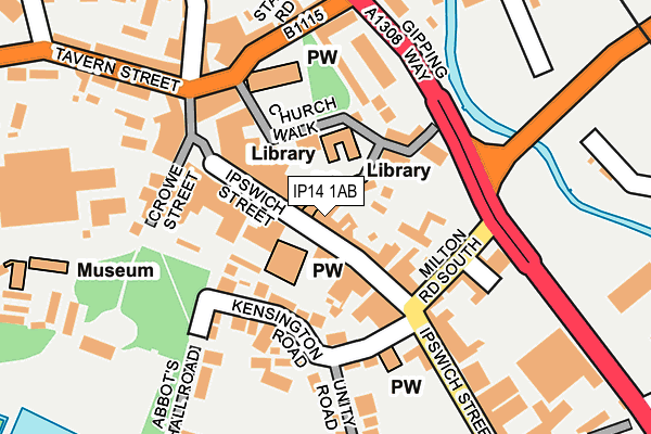 IP14 1AB map - OS OpenMap – Local (Ordnance Survey) IP14 1AB map - OS OpenMap – Local (Ordnance Survey)