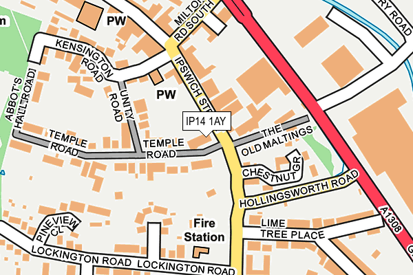 IP14 1AY map - OS OpenMap – Local (Ordnance Survey) IP14 1AY map - OS OpenMap – Local (Ordnance Survey)