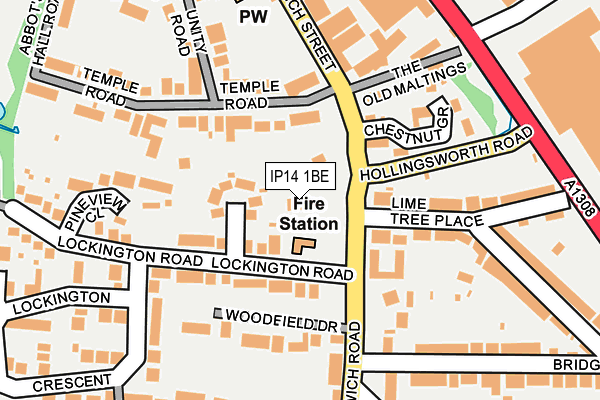 IP14 1BE map - OS OpenMap – Local (Ordnance Survey) IP14 1BE map - OS OpenMap – Local (Ordnance Survey)