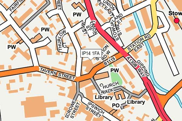 IP14 1FA map - OS OpenMap – Local (Ordnance Survey) IP14 1FA map - OS OpenMap – Local (Ordnance Survey)
