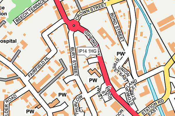 IP14 1HG map - OS OpenMap – Local (Ordnance Survey) IP14 1HG map - OS OpenMap – Local (Ordnance Survey)