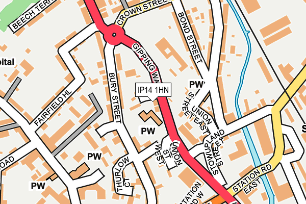 IP14 1HN map - OS OpenMap – Local (Ordnance Survey) IP14 1HN map - OS OpenMap – Local (Ordnance Survey)