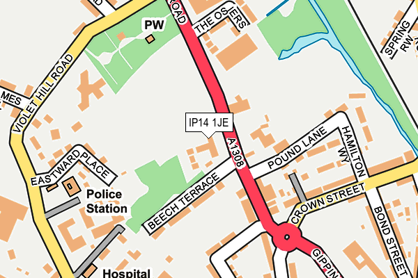IP14 1JE map - OS OpenMap – Local (Ordnance Survey) IP14 1JE map - OS OpenMap – Local (Ordnance Survey)