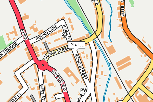 IP14 1JL map - OS OpenMap – Local (Ordnance Survey) IP14 1JL map - OS OpenMap – Local (Ordnance Survey)