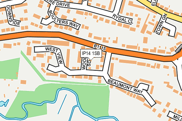 IP14 1SB map - OS OpenMap – Local (Ordnance Survey) IP14 1SB map - OS OpenMap – Local (Ordnance Survey)