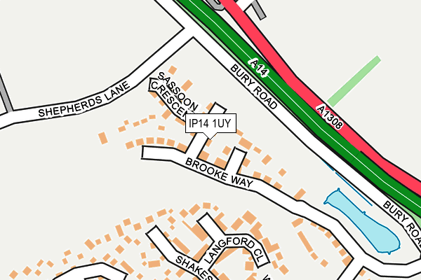 IP14 1UY map - OS OpenMap – Local (Ordnance Survey) IP14 1UY map - OS OpenMap – Local (Ordnance Survey)