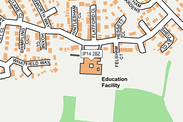 IP14 2BZ map - OS OpenMap – Local (Ordnance Survey) IP14 2BZ map - OS OpenMap – Local (Ordnance Survey)