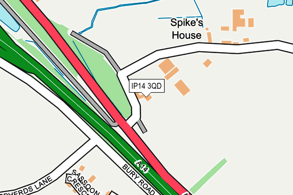 IP14 3QD map - OS OpenMap – Local (Ordnance Survey) IP14 3QD map - OS OpenMap – Local (Ordnance Survey)