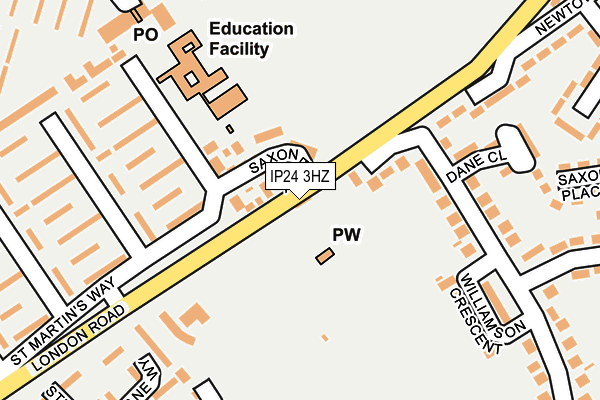 IP24 3HZ map - OS OpenMap – Local (Ordnance Survey) IP24 3HZ map - OS OpenMap – Local (Ordnance Survey)