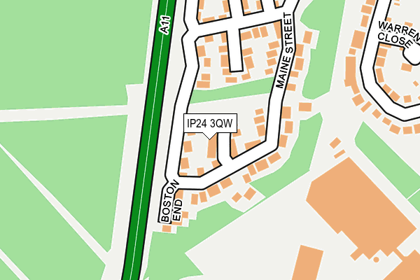 IP24 3QW map - OS OpenMap – Local (Ordnance Survey) IP24 3QW map - OS OpenMap – Local (Ordnance Survey)