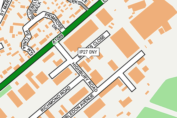 IP27 0NY map - OS OpenMap – Local (Ordnance Survey) IP27 0NY map - OS OpenMap – Local (Ordnance Survey)