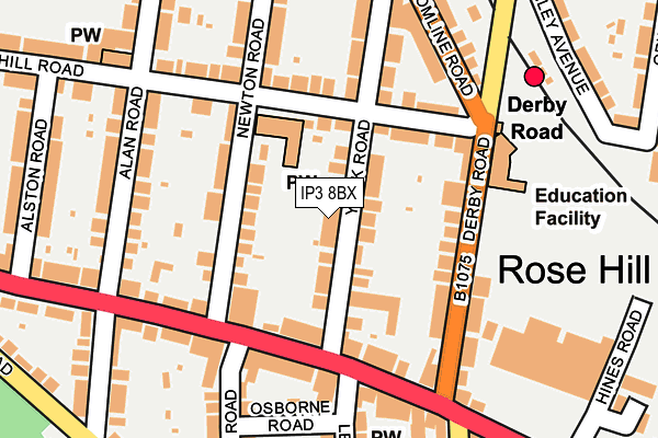 IP3 8BX map - OS OpenMap – Local (Ordnance Survey) IP3 8BX map - OS OpenMap – Local (Ordnance Survey)