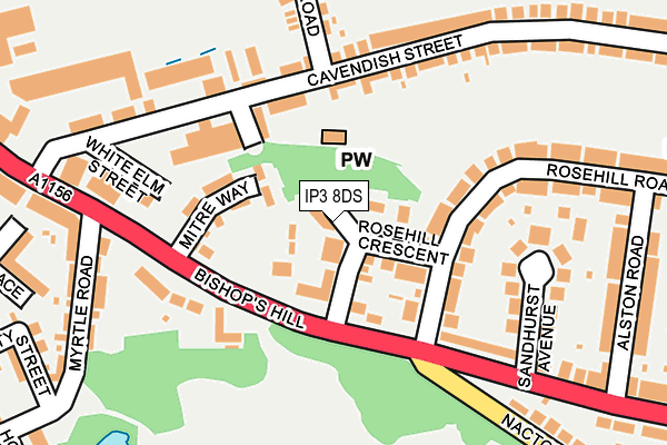 IP3 8DS map - OS OpenMap – Local (Ordnance Survey)