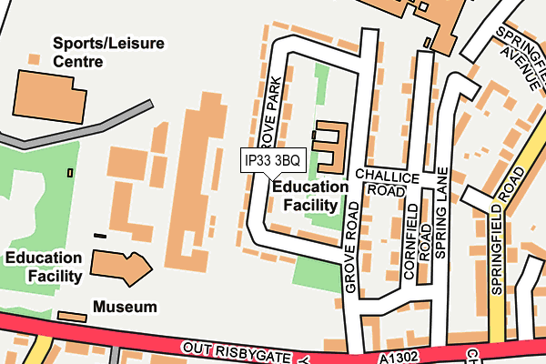 IP33 3BQ map - OS OpenMap – Local (Ordnance Survey) IP33 3BQ map - OS OpenMap – Local (Ordnance Survey)