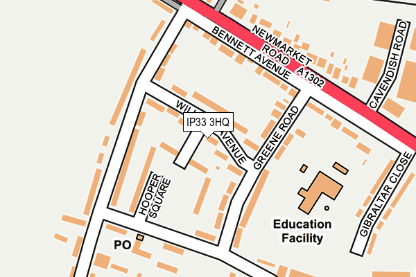 IP33 3HQ map - OS OpenMap – Local (Ordnance Survey) IP33 3HQ map - OS OpenMap – Local (Ordnance Survey)