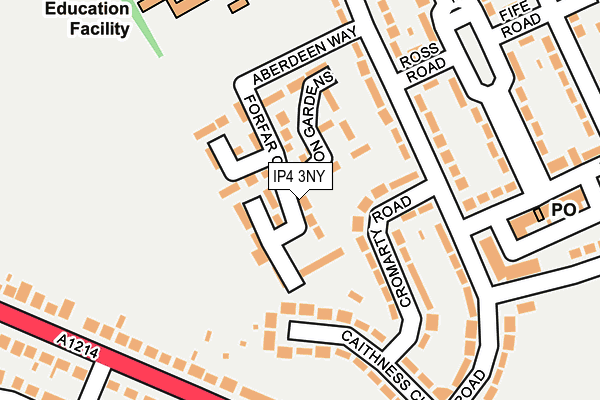 IP4 3NY map - OS OpenMap – Local (Ordnance Survey) IP4 3NY map - OS OpenMap – Local (Ordnance Survey)
