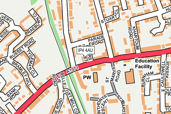 IP4 4AU map - OS OpenMap – Local (Ordnance Survey) IP4 4AU map - OS OpenMap – Local (Ordnance Survey)