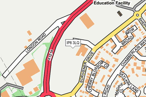 IP8 3LQ map - OS OpenMap – Local (Ordnance Survey) IP8 3LQ map - OS OpenMap – Local (Ordnance Survey)