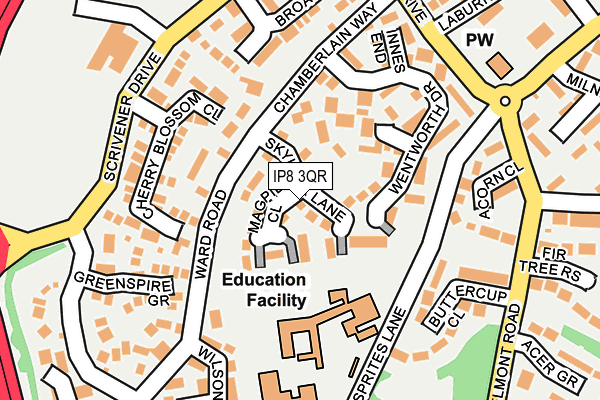 IP8 3QR map - OS OpenMap – Local (Ordnance Survey)