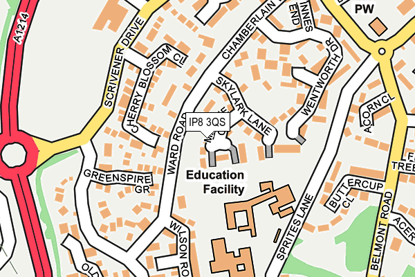 IP8 3QS map - OS OpenMap – Local (Ordnance Survey) IP8 3QS map - OS OpenMap – Local (Ordnance Survey)
