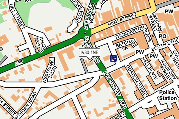 IV30 1NE map - OS OpenMap – Local (Ordnance Survey) IV30 1NE map - OS OpenMap – Local (Ordnance Survey)