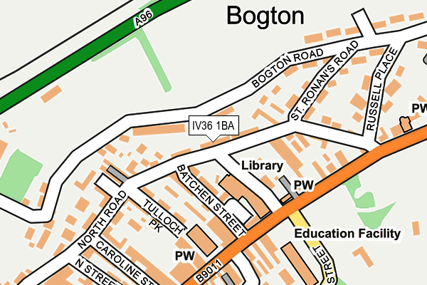 IV36 1BA map - OS OpenMap – Local (Ordnance Survey)