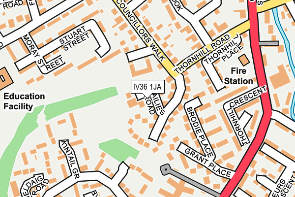 IV36 1JA map - OS OpenMap – Local (Ordnance Survey) IV36 1JA map - OS OpenMap – Local (Ordnance Survey)