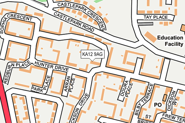 KA12 9AG map - OS OpenMap – Local (Ordnance Survey) KA12 9AG map - OS OpenMap – Local (Ordnance Survey)