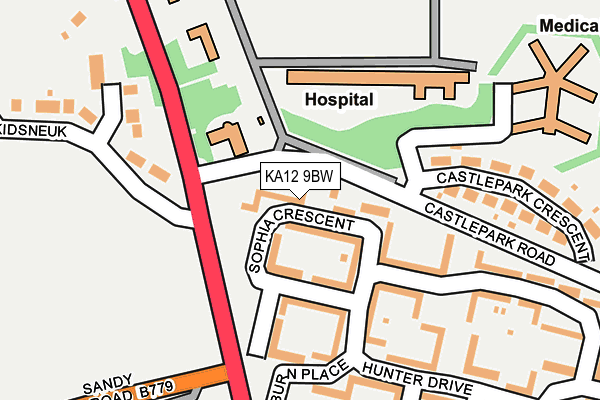 KA12 9BW map - OS OpenMap – Local (Ordnance Survey) KA12 9BW map - OS OpenMap – Local (Ordnance Survey)