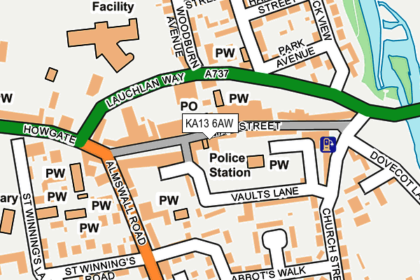 KA13 6AW map - OS OpenMap – Local (Ordnance Survey) KA13 6AW map - OS OpenMap – Local (Ordnance Survey)
