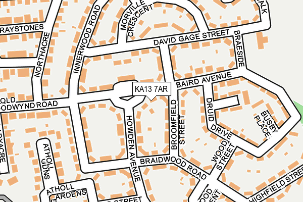 KA13 7AR map - OS OpenMap – Local (Ordnance Survey) KA13 7AR map - OS OpenMap – Local (Ordnance Survey)
