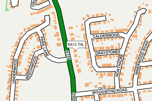KA13 7HL map - OS OpenMap – Local (Ordnance Survey) KA13 7HL map - OS OpenMap – Local (Ordnance Survey)