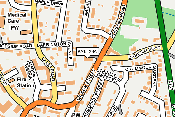 KA15 2BA map - OS OpenMap – Local (Ordnance Survey) KA15 2BA map - OS OpenMap – Local (Ordnance Survey)