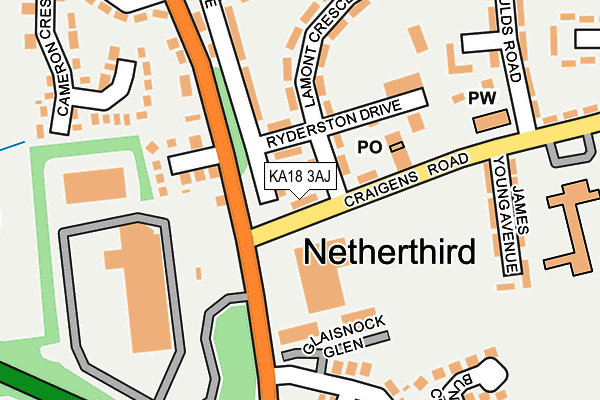 KA18 3AJ map - OS OpenMap – Local (Ordnance Survey) KA18 3AJ map - OS OpenMap – Local (Ordnance Survey)