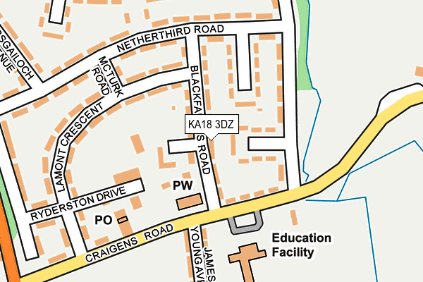 KA18 3DZ map - OS OpenMap – Local (Ordnance Survey) KA18 3DZ map - OS OpenMap – Local (Ordnance Survey)