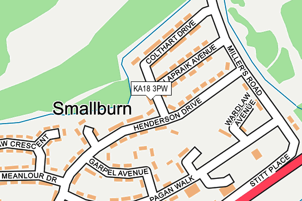 KA18 3PW map - OS OpenMap – Local (Ordnance Survey) KA18 3PW map - OS OpenMap – Local (Ordnance Survey)
