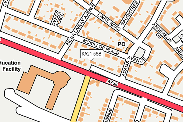 KA21 5SB map - OS OpenMap – Local (Ordnance Survey) KA21 5SB map - OS OpenMap – Local (Ordnance Survey)
