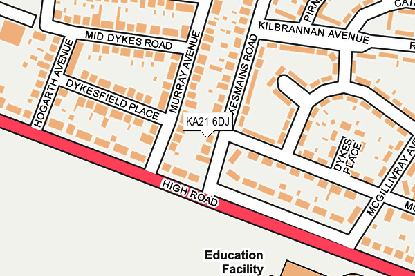 KA21 6DJ map - OS OpenMap – Local (Ordnance Survey)