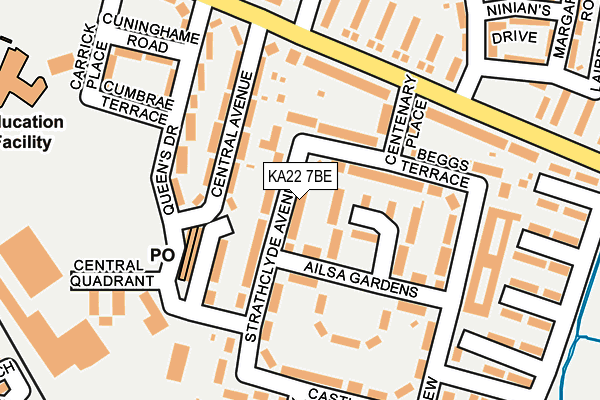 KA22 7BE map - OS OpenMap – Local (Ordnance Survey) KA22 7BE map - OS OpenMap – Local (Ordnance Survey)