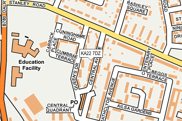 KA22 7DZ map - OS OpenMap – Local (Ordnance Survey) KA22 7DZ map - OS OpenMap – Local (Ordnance Survey)