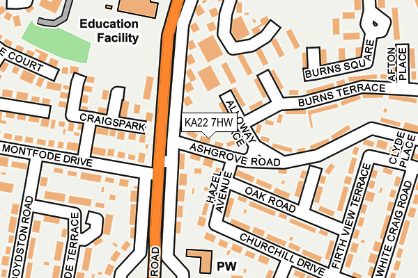 KA22 7HW map - OS OpenMap – Local (Ordnance Survey) KA22 7HW map - OS OpenMap – Local (Ordnance Survey)
