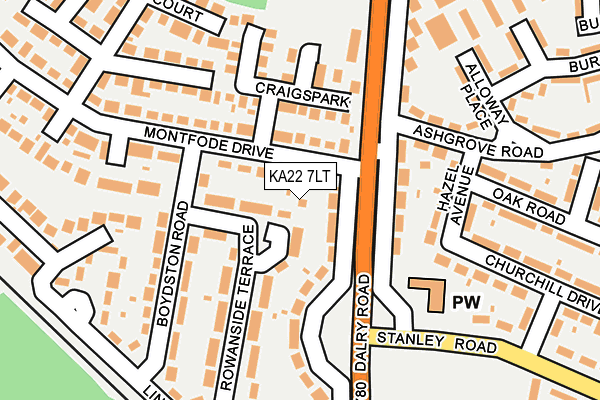 KA22 7LT map - OS OpenMap – Local (Ordnance Survey) KA22 7LT map - OS OpenMap – Local (Ordnance Survey)