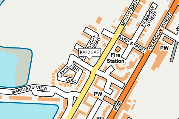 KA22 8AE map - OS OpenMap – Local (Ordnance Survey) KA22 8AE map - OS OpenMap – Local (Ordnance Survey)