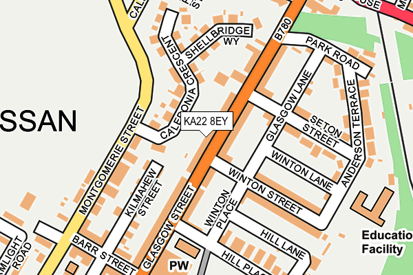 KA22 8EY map - OS OpenMap – Local (Ordnance Survey) KA22 8EY map - OS OpenMap – Local (Ordnance Survey)
