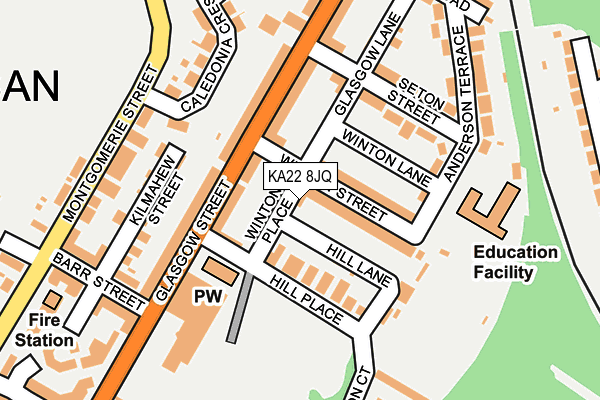 KA22 8JQ map - OS OpenMap – Local (Ordnance Survey) KA22 8JQ map - OS OpenMap – Local (Ordnance Survey)